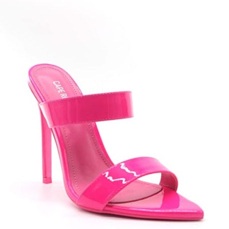 Zeus Leather Open Toe Strappy Sandals Pink Neon